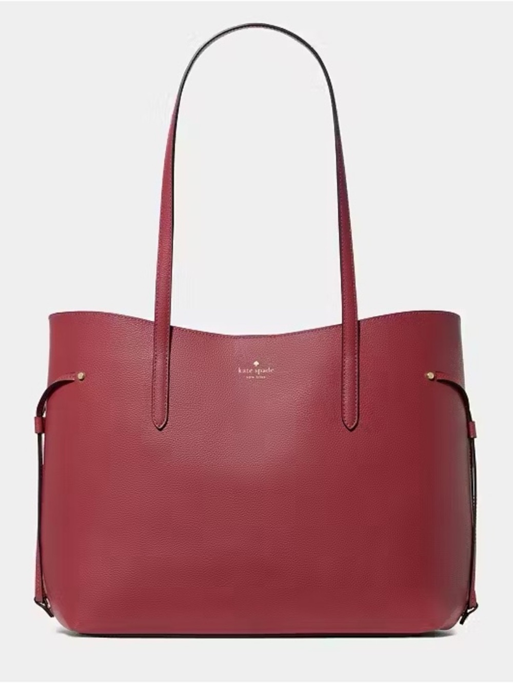 Kate Spade New York Cleo Pebbled Leather Large Tote Bag Red Jasper